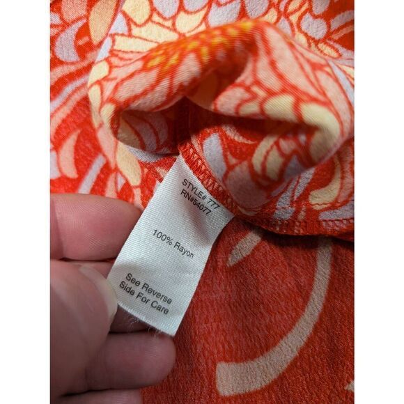 Cabi Blouse Tank Top Orange Floral Rayon Strappy Shoulders Sleeveless Women's Sm - Picture 4 of 5